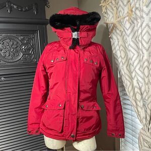 Wellensteyn Parka Esquire Jacket Red Faux‎ Fur Trim Removable Hood S
